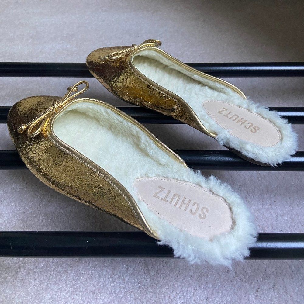 SCHUTZ Women Evelin Leather Shearling Slide Ballerina Flats - NEW NWOB - Picture 4 of 8